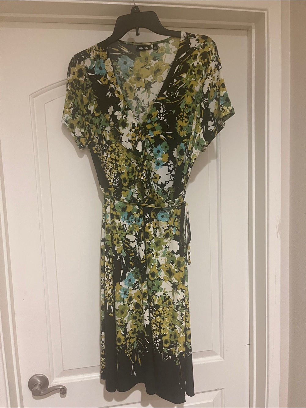 Apt. 9 Green, Teal & White Floral Wrap Dress